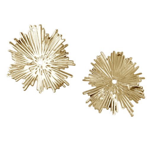 2 pendentifs soleil 31.5x29mm en laiton plaqué or 18k (phbd58)