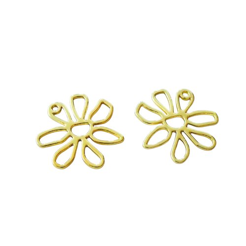 4 breloques pendentifs fleur ajourée 26x24mm alliage de zinc doré (8sbd404)