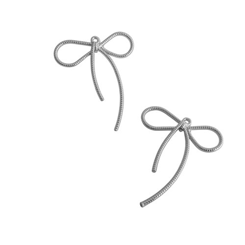 4 pendentifs noeud 44x36mm alliage de zinc argenté (8sba177)