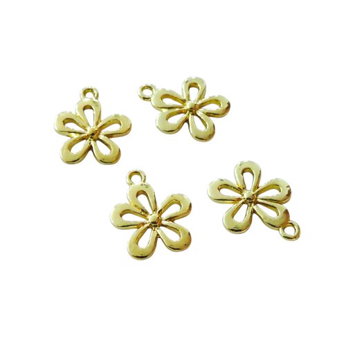 5 breloques fleur 18x15mm alliage de zinc plaqué or 16k (8sbd408)