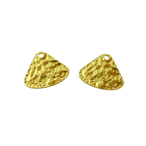4 breloques triangle martelé 23x21mm en alliage de zinc doré (8sbd414)