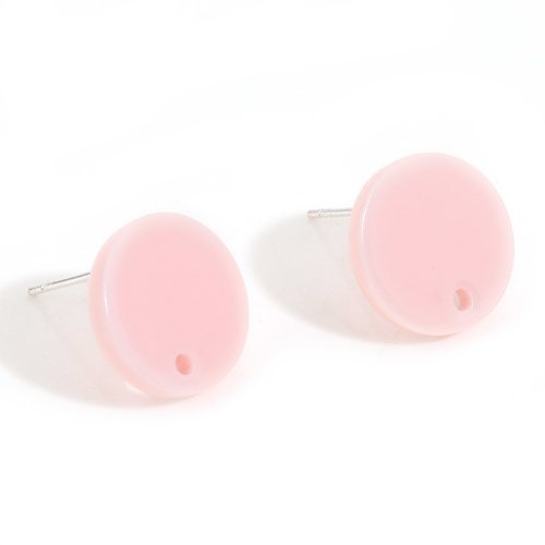 1 paire de boucles d'oreilles rond 14mm en acrylique rose - clous d'oreilles ronds rose (8sbo150)