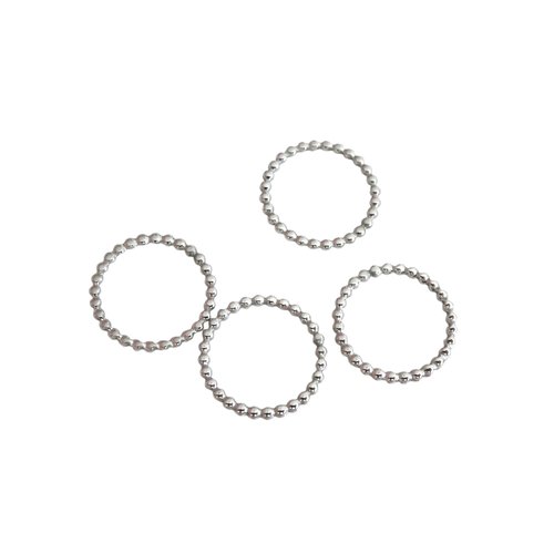 4 anneaux fermés, connecteurs ronds texturés 12mm en acier inox 304 (phcia01)