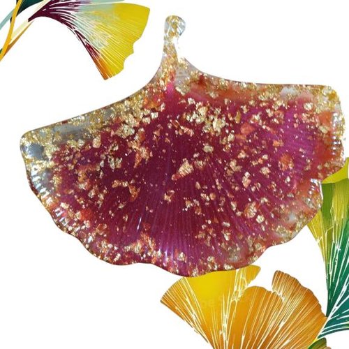 Coupelle feuille de ginkgo en résine