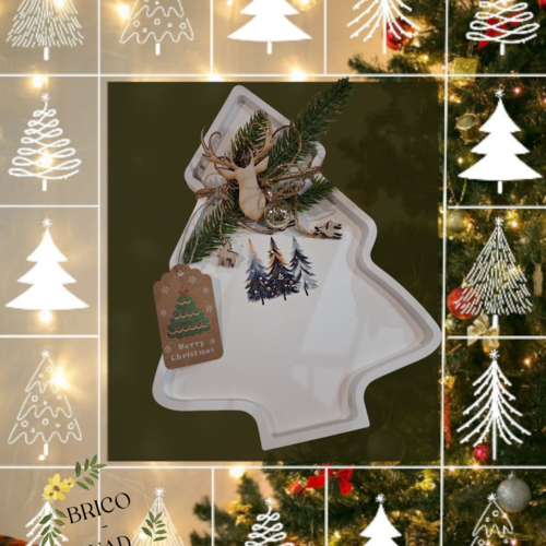 Plateau décoratif sapin en aqua résine