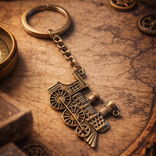 Porte-clé train en métal