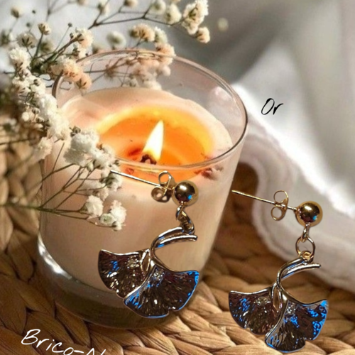 Boucles d’oreilles feuille de ginkgo