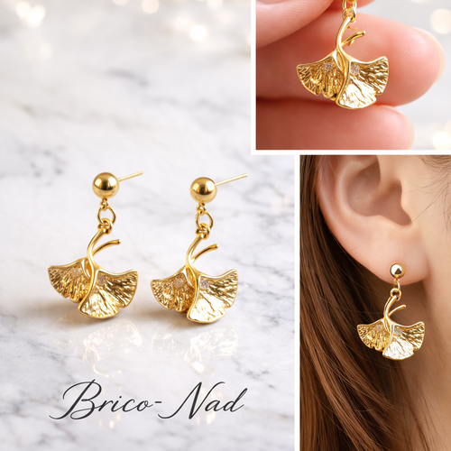 Boucles d’oreilles feuille de ginkgo