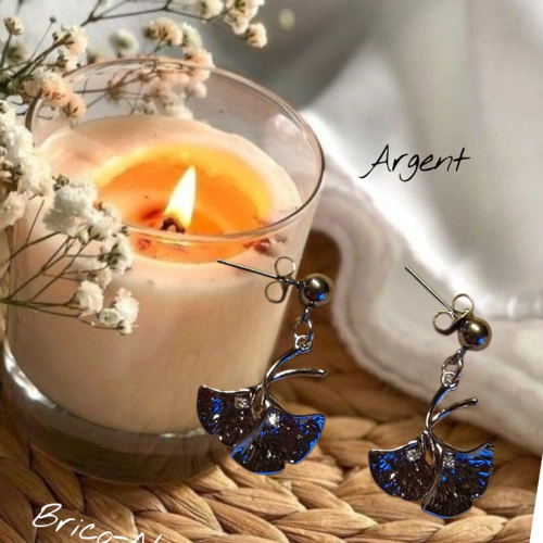 Boucles d’oreilles feuille de ginkgo