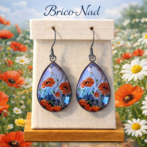 Boucles d’oreilles goutte – coquelicots