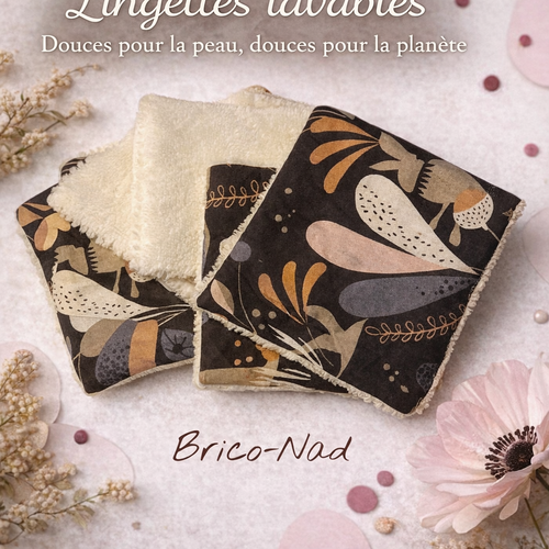 Lot de 5 lingettes lavables et réutilisables ️