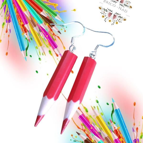 Boucles d'oreilles "crayon de couleurs"