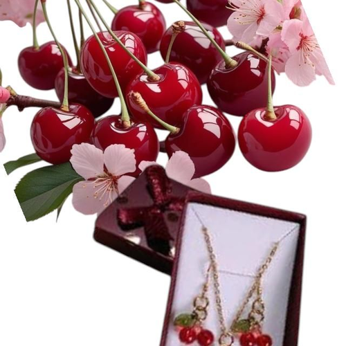 Parure bijoux "cerise"