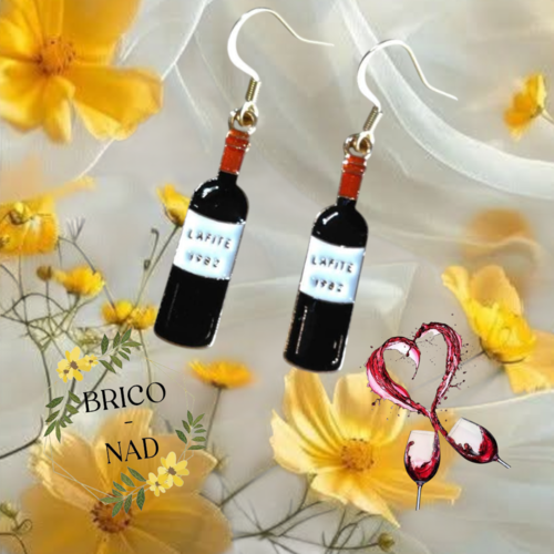 Boucles d'oreilles  bouteille de vin