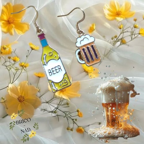 Boucles d'oreilles thème bière