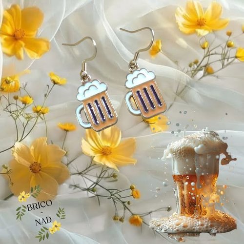 Boucles d'oreilles thème bière