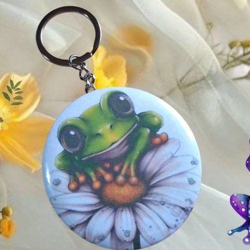 Porte- clé badge grenouille