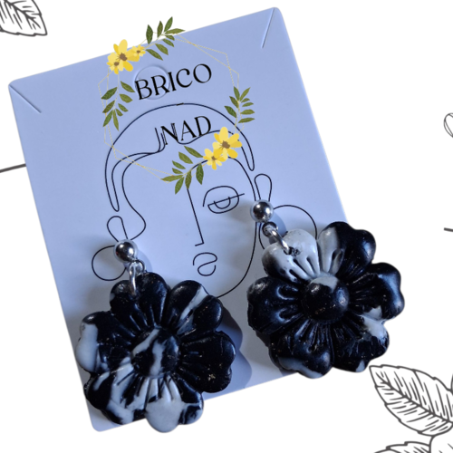 Boucles d’oreilles florales en pâte polymère