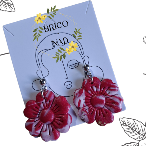 Boucles d’oreilles florales pâte polymère