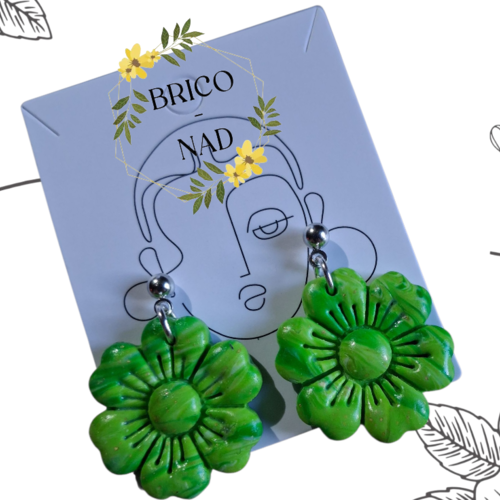 Boucles d’oreilles florales pâte polymère