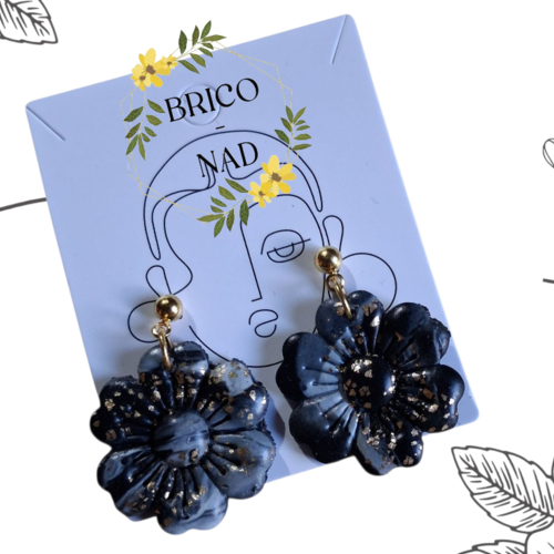 Boucles d’oreilles florales pâte polymère