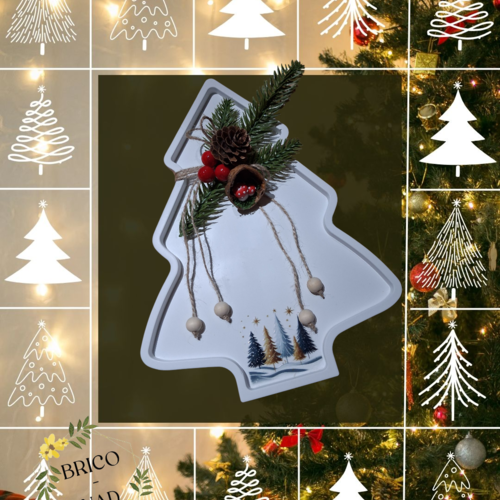 Plateau décoratif sapin en aqua résine