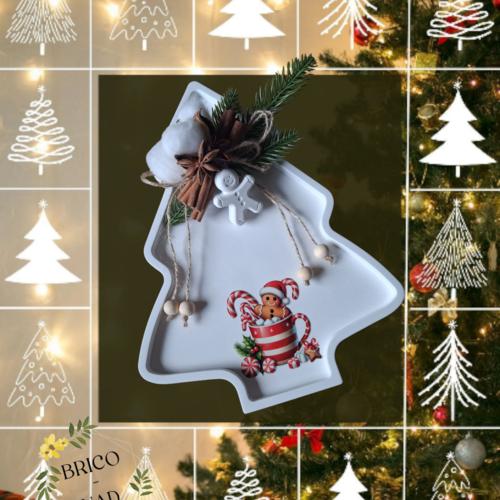 Décoration sapin en aqua résine – esprit pain d’épices