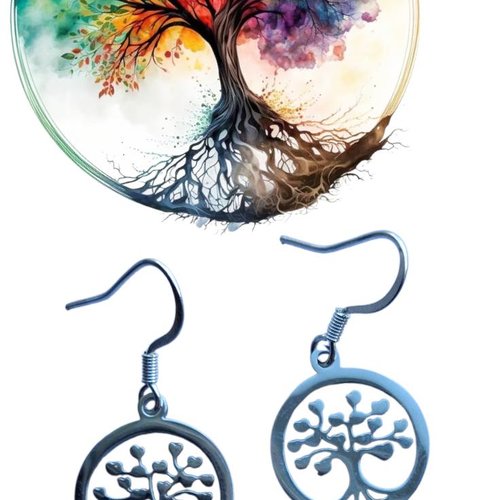 Boucles d’oreilles “arbre de vie” (argent)