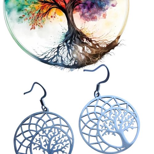 Boucles d'oreilles "arbre de vie" (argent)