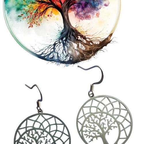 Boucles d'oreilles "arbre de vie" (or)