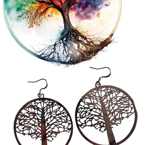 Boucles d'oreilles "arbre de vie" (or)