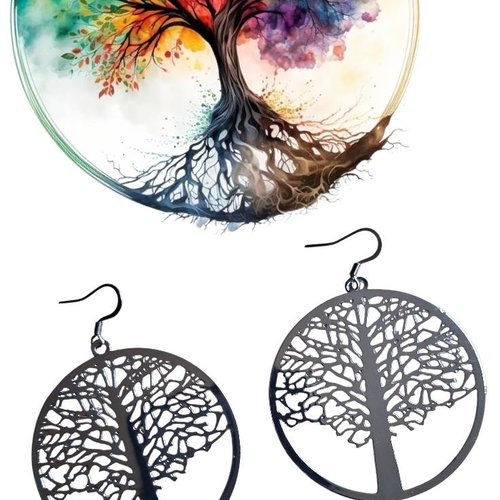 Boucles d'oreilles "arbre de vie" (argent)