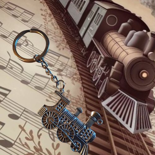 Porte-clé train en métal