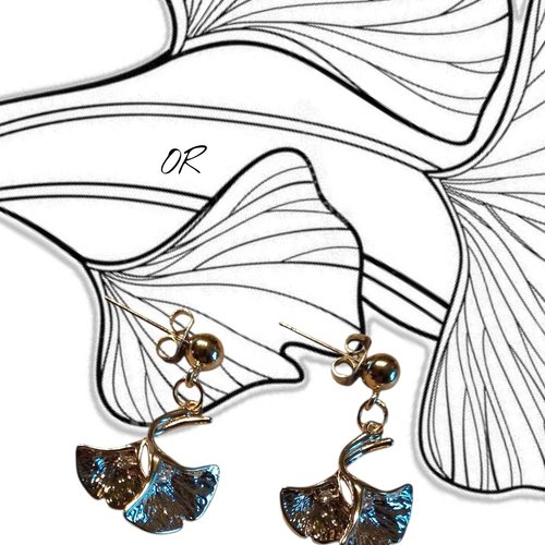 Boucles d’oreilles feuille de ginkgo