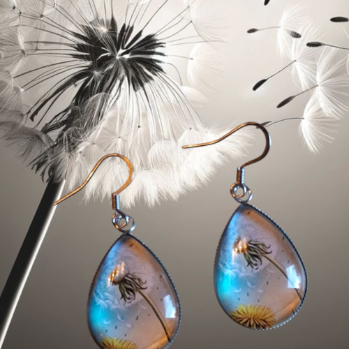 Boucles d’oreilles pissenlit