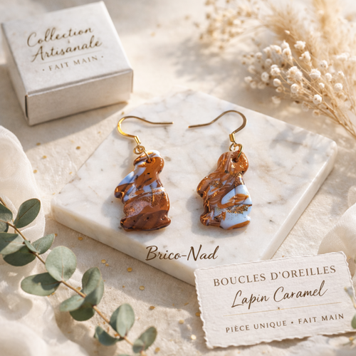 Boucles d’oreilles lapin "caramel"