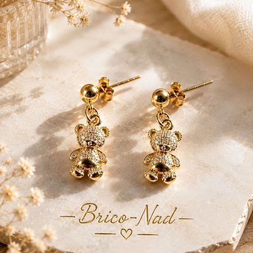 Boucles d’oreilles teddy bear dorées