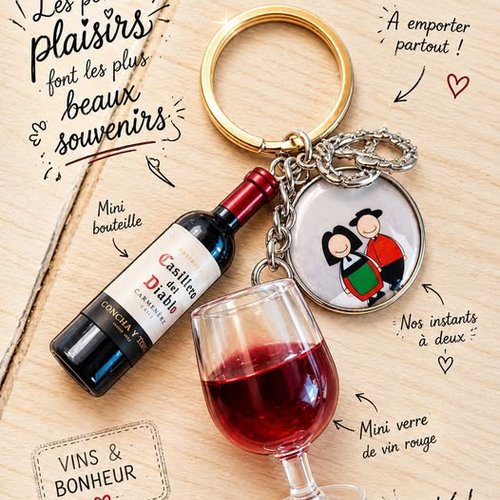 Porte-clés “vins & bonheur”