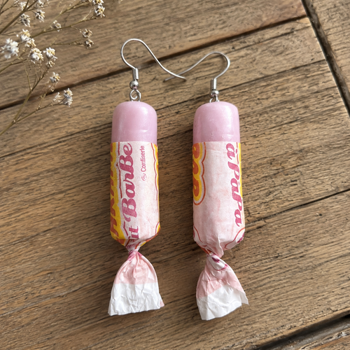 Boucles d'oreilles bonbon barbe à papa