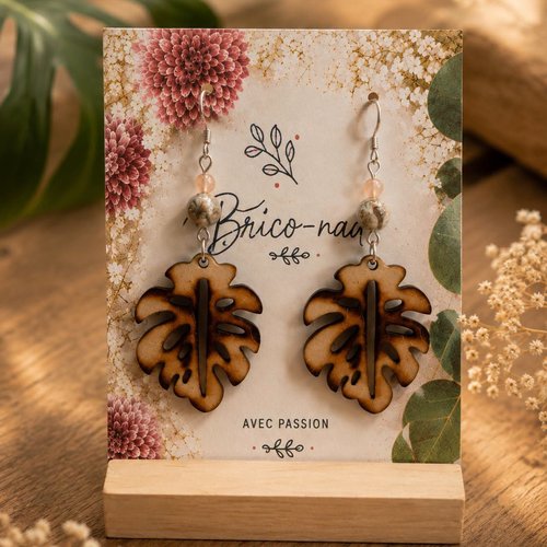 Boucles d'oreilles "feuille de monstera"