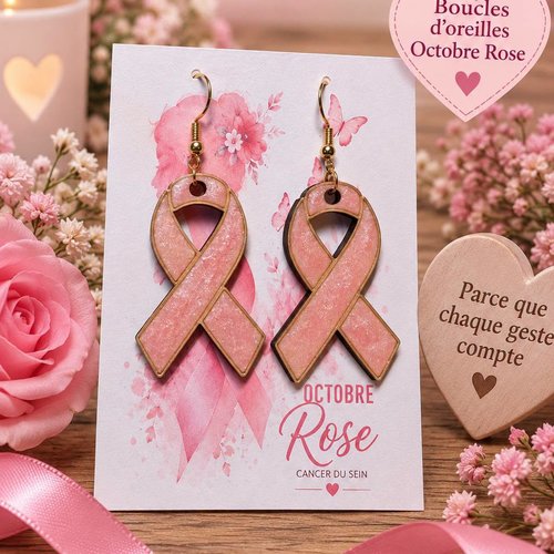 Boucles d'oreilles octobre rose