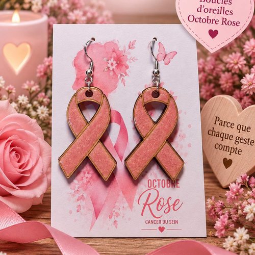 Boucles d'oreilles octobre rose