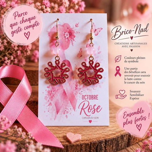 Boucle d'oreille "octobre rose"