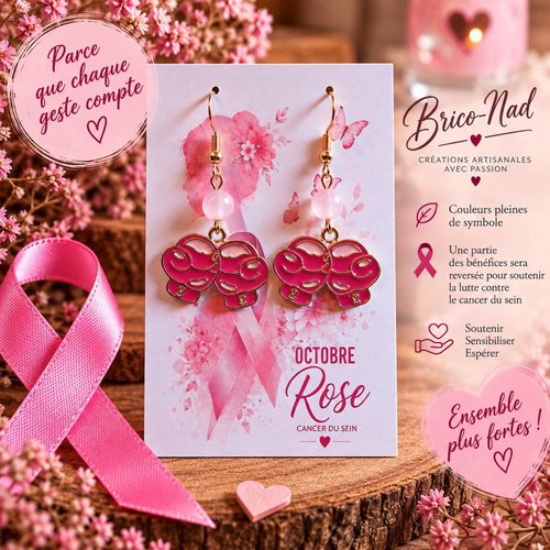 Boucle d'oreille "octobre rose"