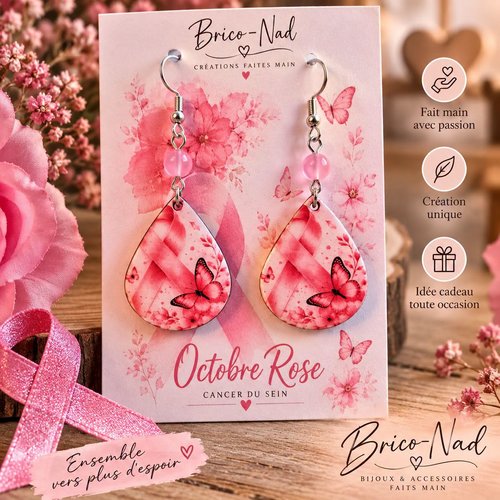 Boucle d'oreille " octobre rose"