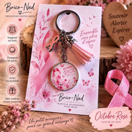 Porte- clé " octobre rose"