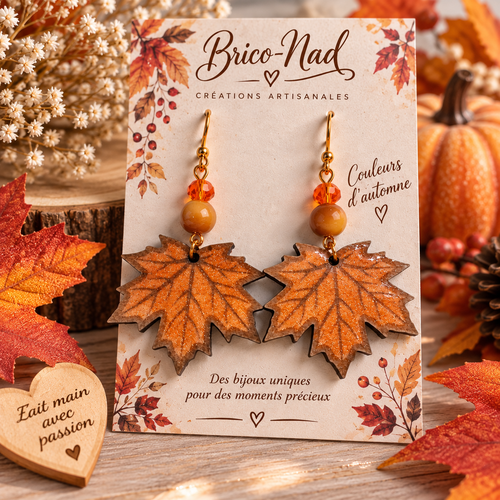 Boucles  d'oreilles  "feuille d’érable "