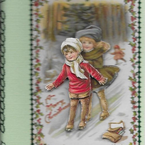Carte enfants en hiver -  noel  - enh 67