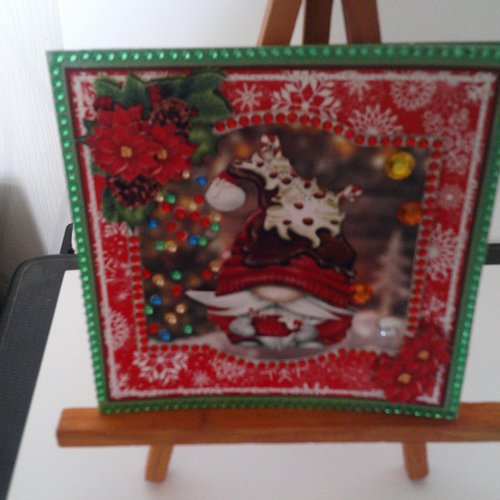 Carte 3d, père noel, bonhommes de neige, lutins - pnh 176