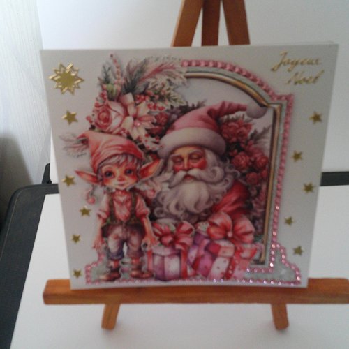 Carte 3d, père noel, bonhommes de neige, lutins - pnh 178